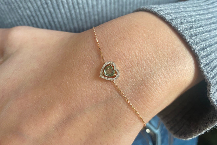 Heart Shape Diamond Halo Bracelet for Valentine Gift