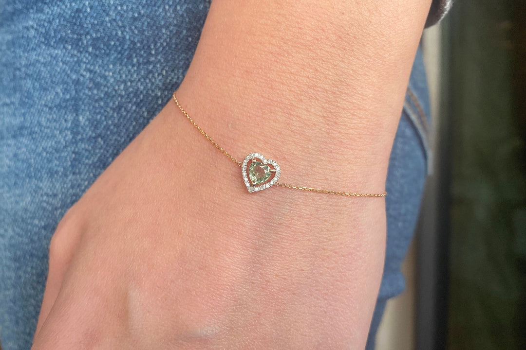 Heart Shape Diamond Halo Bracelet for Valentine Gift