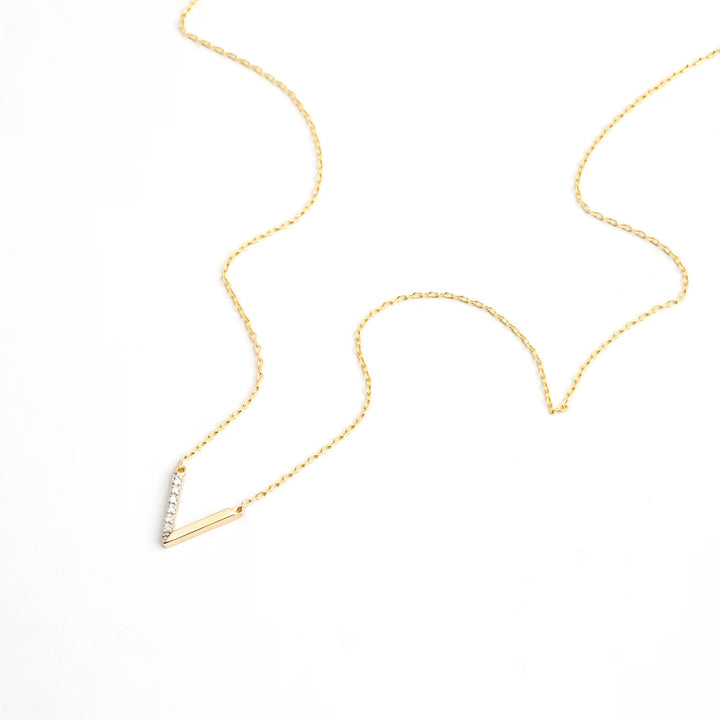 Elegant Gold Diamond Necklace V Shaped Necklace for Her