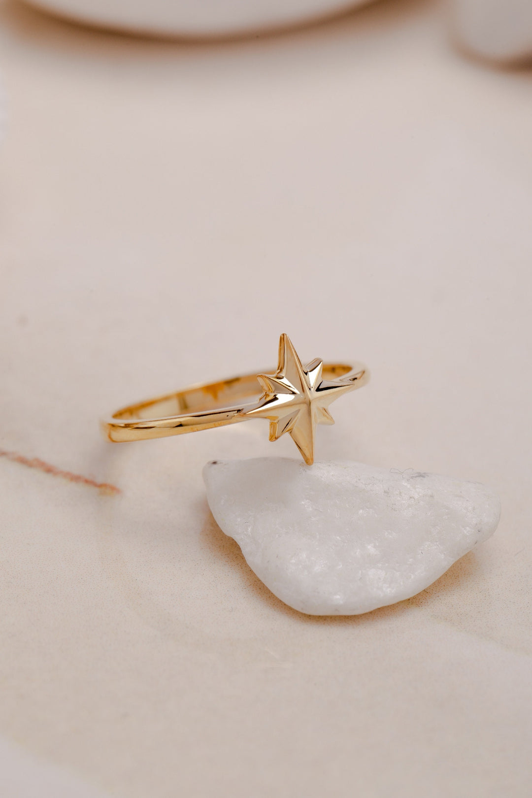 18K Yellow Gold Starburst Wedding Ring Gift for Women