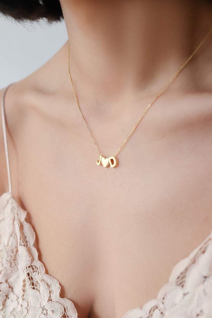 Initial Minimalist Letter Necklace for Women in 18K Gold