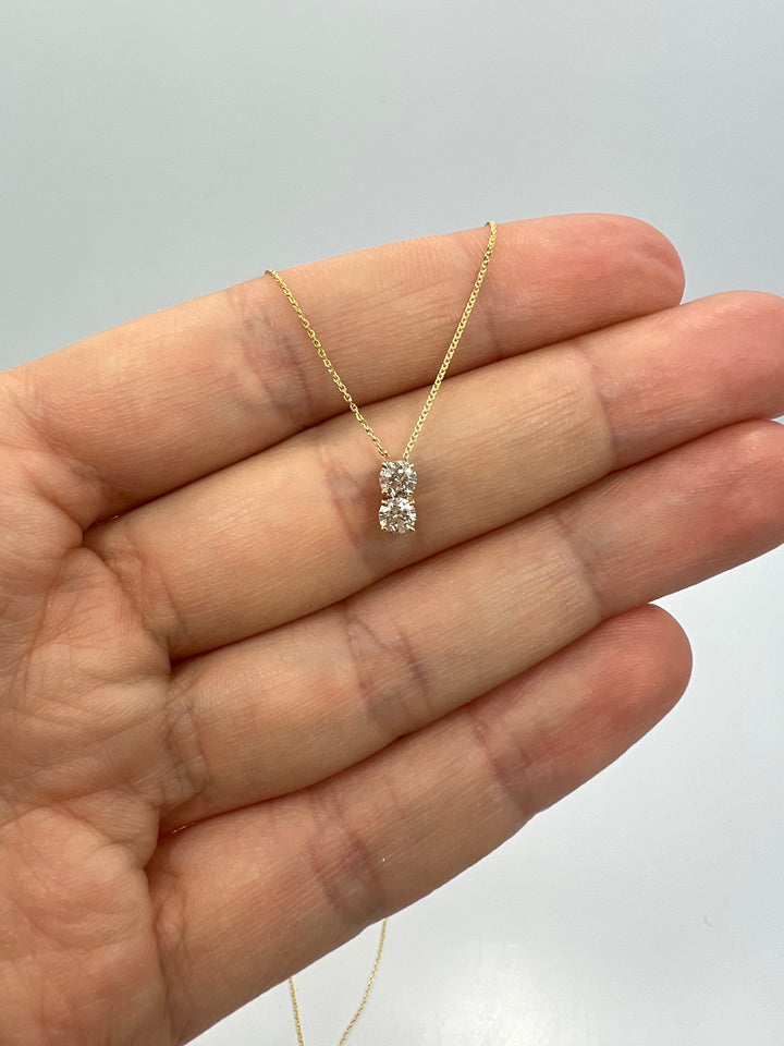 1.0TCW Round Two Stone Moissanite Diamond Necklace for Her