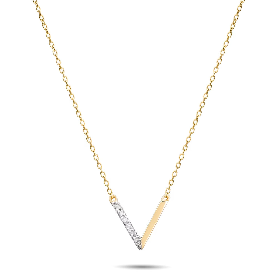 Elegant Gold Diamond Necklace V Shaped Necklace for Her