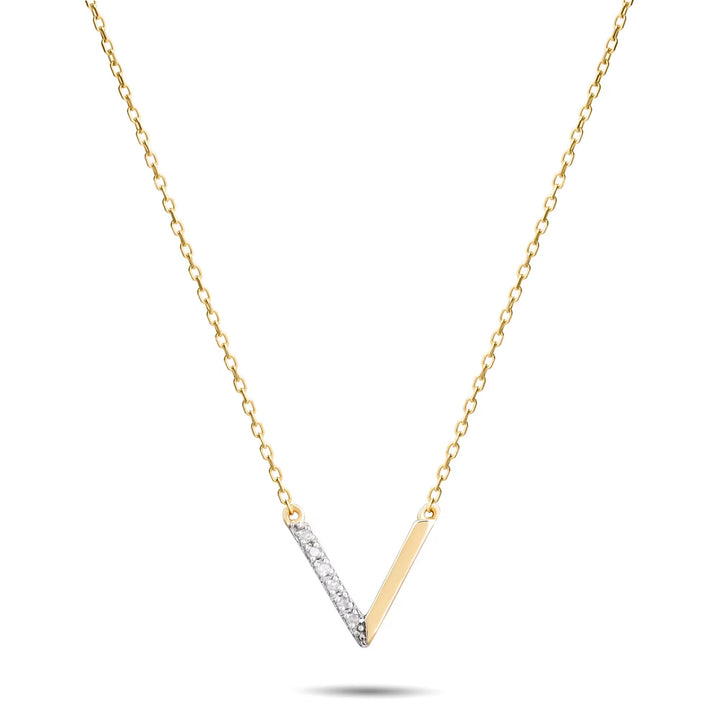 Elegant Gold Diamond Necklace V Shaped Necklace for Her