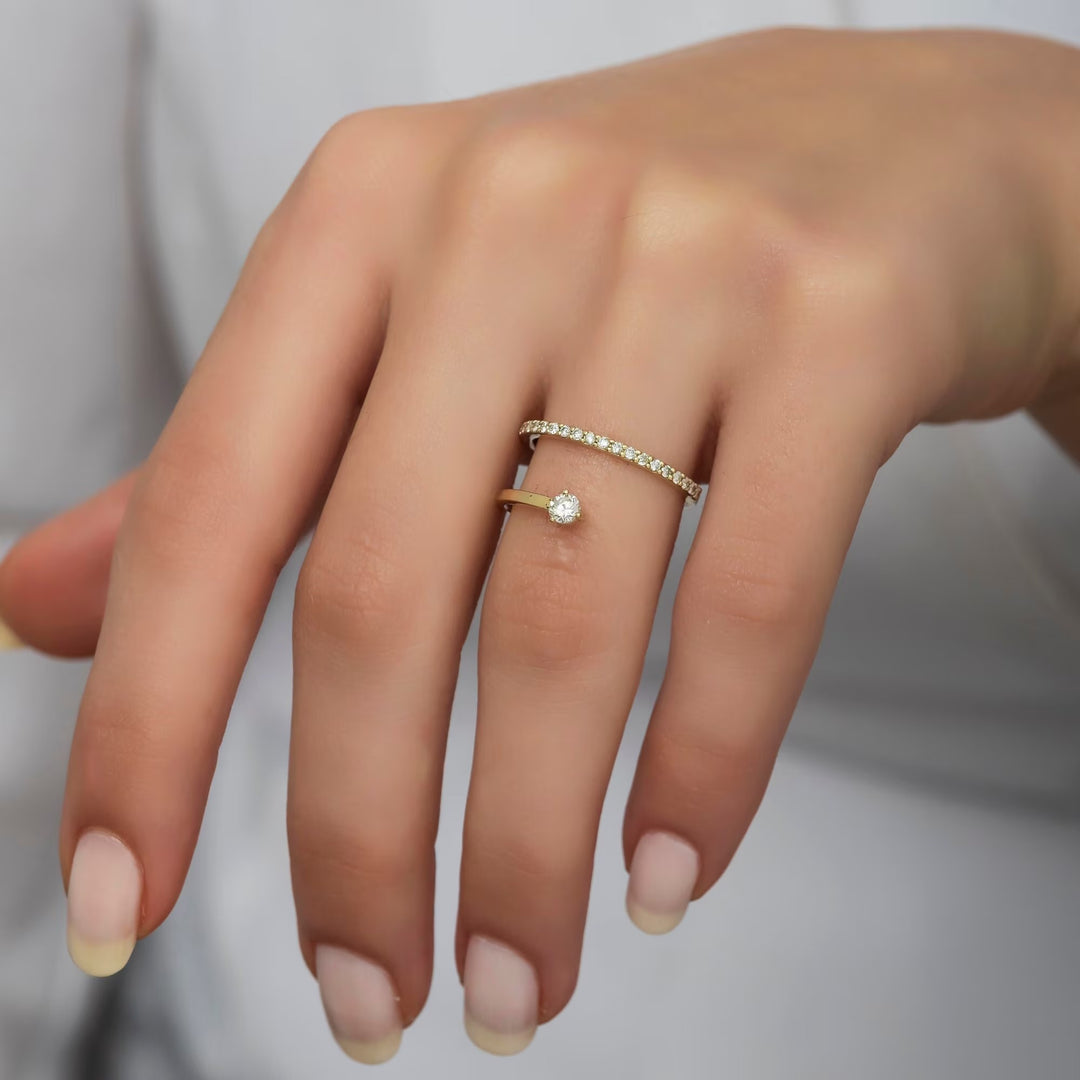 Unique Diamond Ring 14K Gold Dainty Gift for Woman