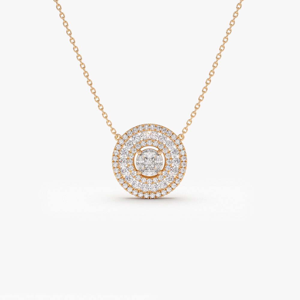 Channel Set Round Diamond Necklace with an Illusion Setting