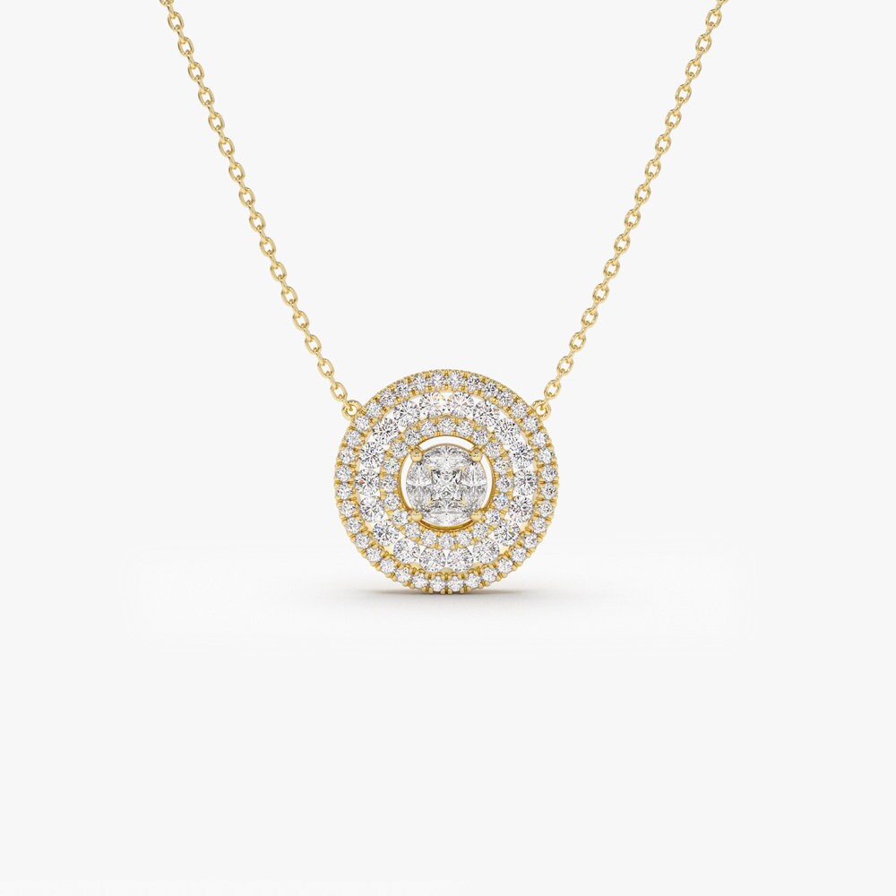 Channel Set Round Diamond Necklace with an Illusion Setting