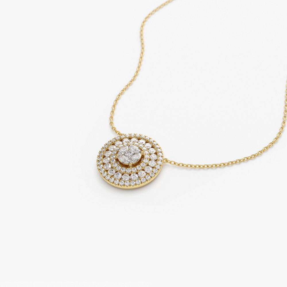 Channel Set Round Diamond Necklace with an Illusion Setting