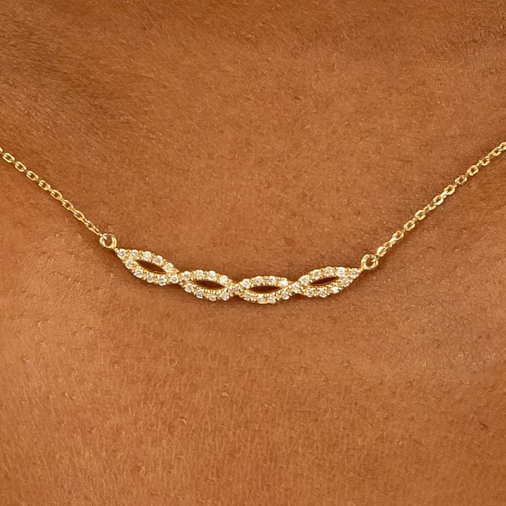 Swirl Diamond 14k Solid Gold Infinity Necklace for Her