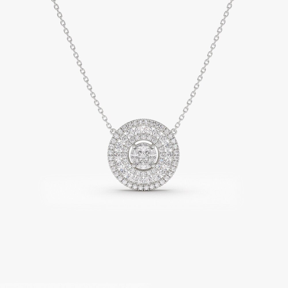 Channel Set Round Diamond Necklace with an Illusion Setting