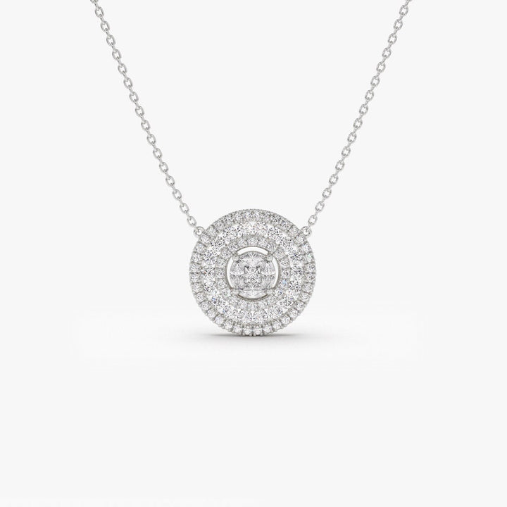 Round Cut Diamond Circle Pendant Necklace for Women