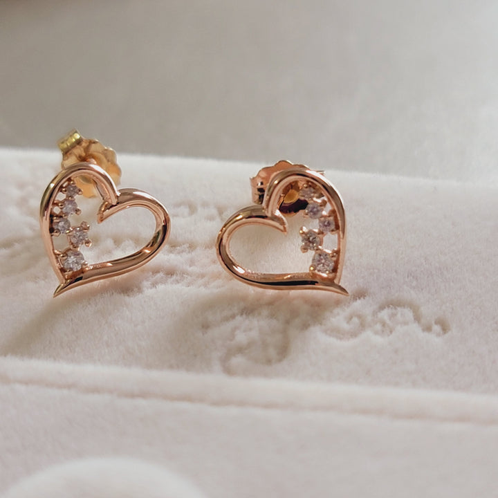 Round Diamond Heart Shape Studs Earrings for Her