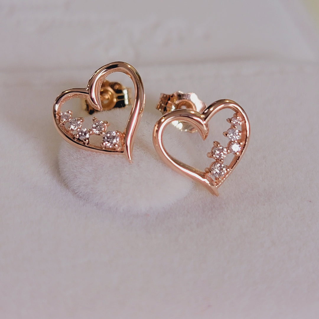 Round Diamond Heart Shape Studs Earrings for Her