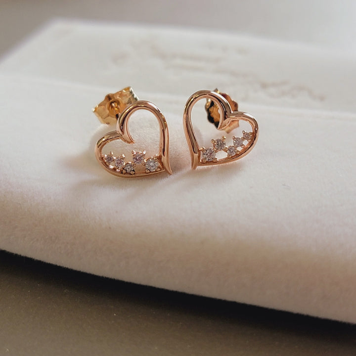 Round Diamond Heart Shape Studs Earrings for Her