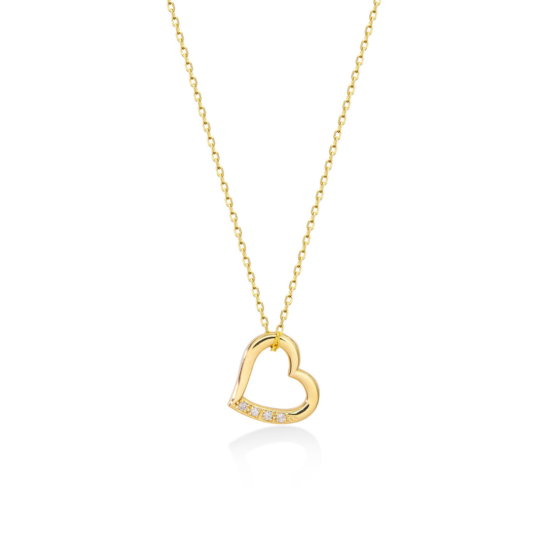 Heart Shape Diamond Moissanite Necklace in 14K Yellow Gold