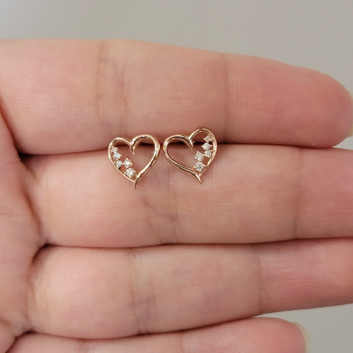 Round Diamond Heart Shape Studs Earrings for Her