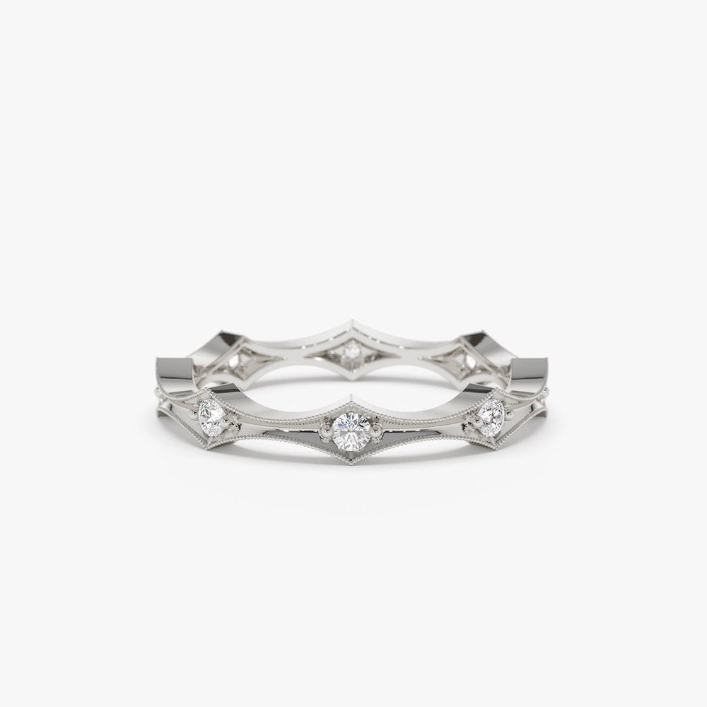 Round Cut Diamond Petite Eternity Wedding Band for Gift