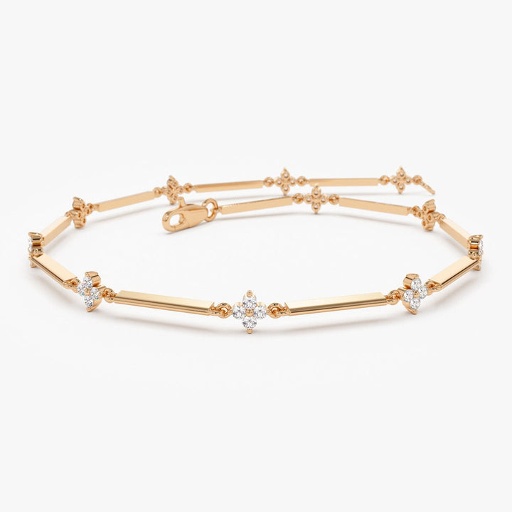 Round Cut Clover Diamond Layering Bracelet for Gift