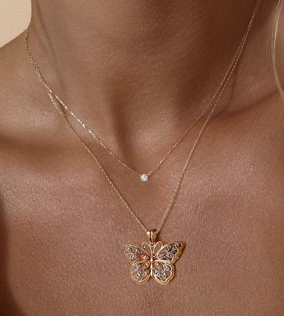 Gold Butterfly Necklace for Women