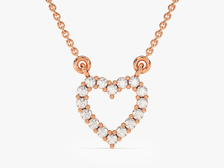 0.24CT Round Cut Diamond Heart Necklace Pendant for Women