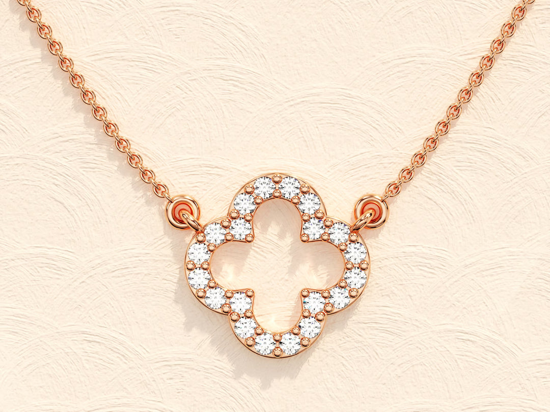 Clover Moissanite Diamond Necklace for Women