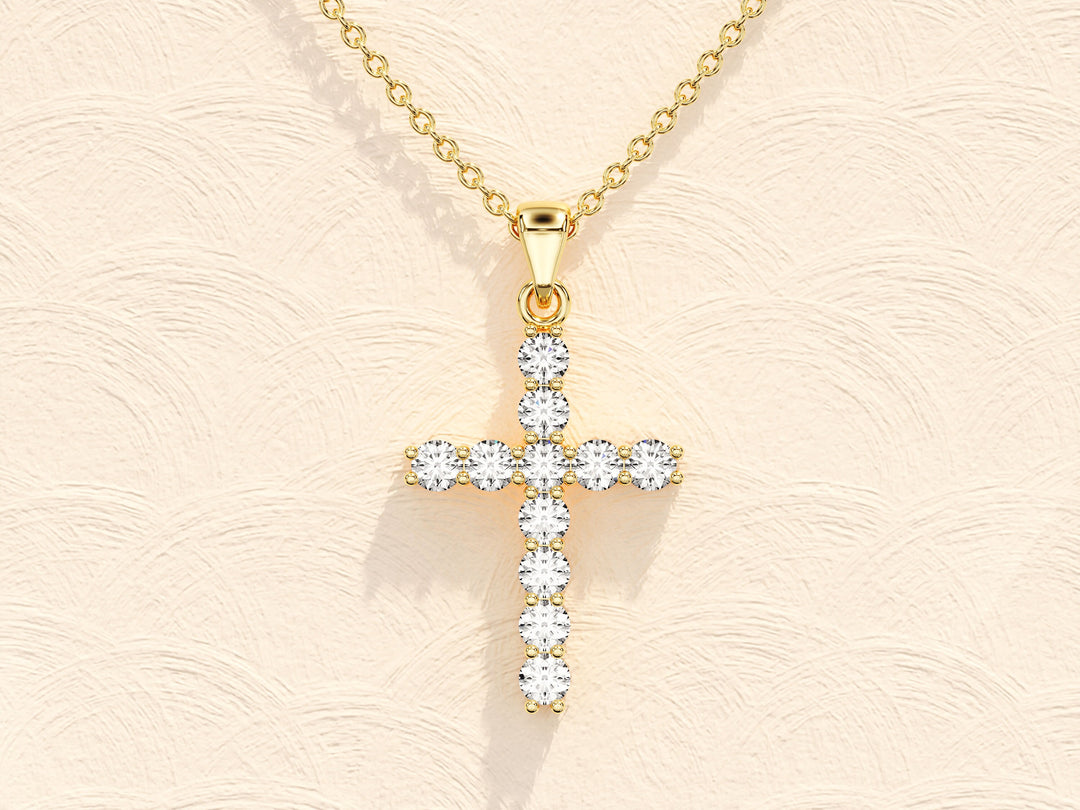 Encrusted Cross Moissanite Diamond Necklace for Women