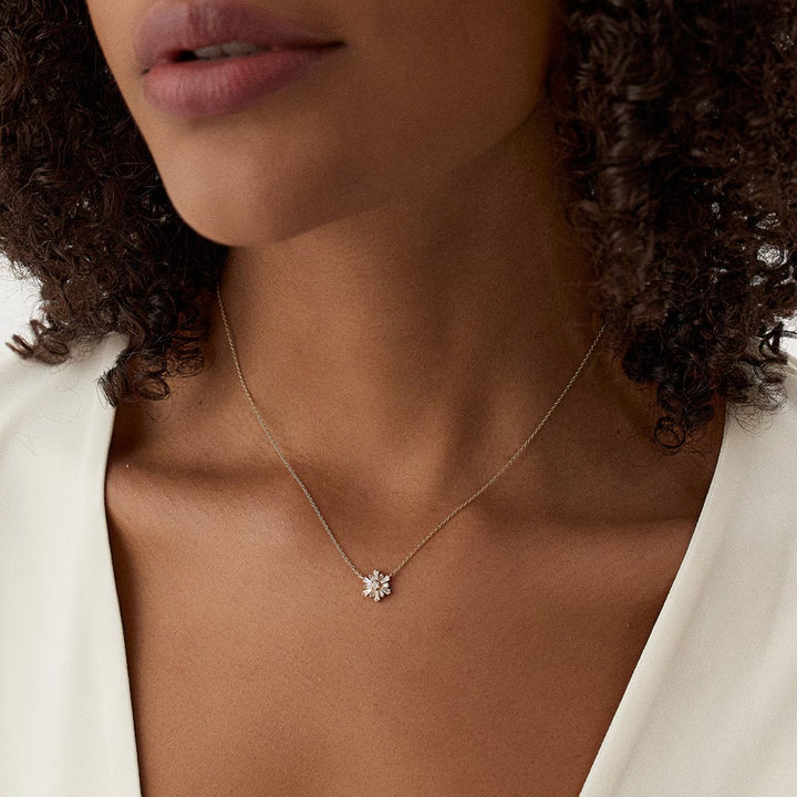 Round & Tapered Baguette Cut Diamond Necklace for Her