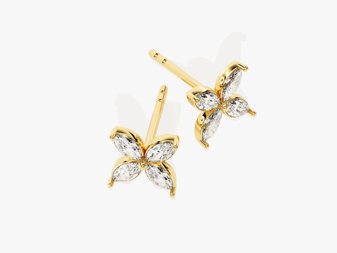 Marquise Clover Stud Moissanite Diamond Earrings for Women