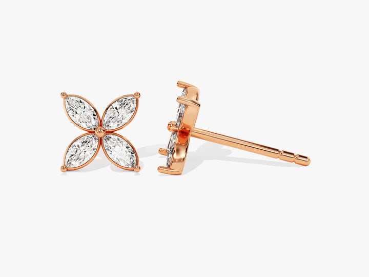 Marquise Clover Stud Moissanite Diamond Earrings for Women