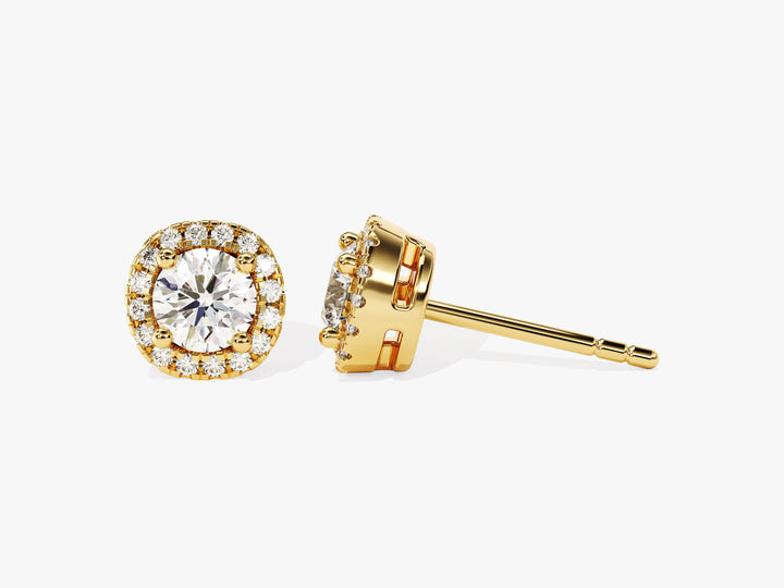 Round Halo Moissanite Diamond Stud Earrings for Her