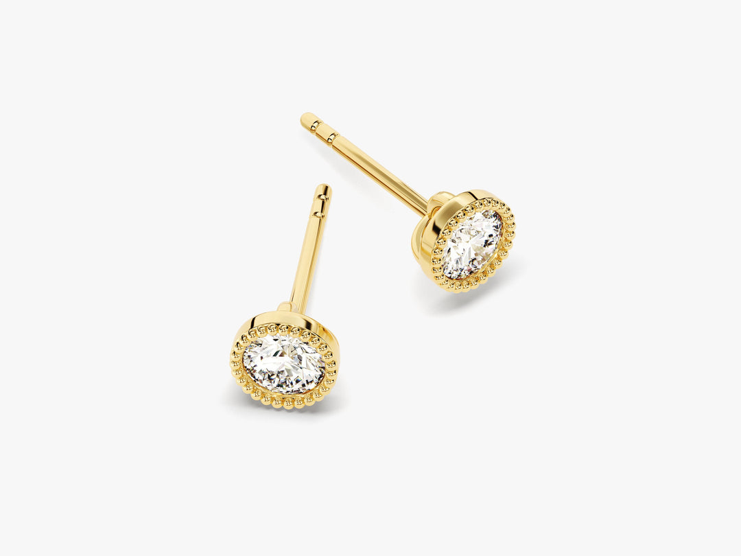 Round Cut Moissanite Diamond Bezel Set Earrings for Women