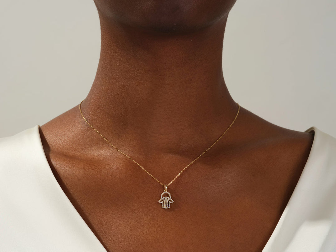 Hamsa Diamond Moissanite Necklace for Women