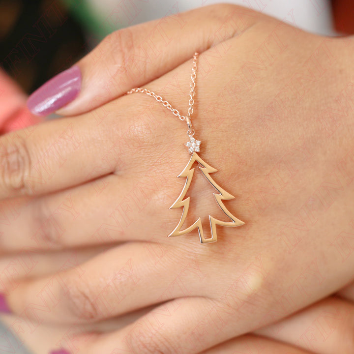 14k Solid Gold Christmas Tree Pendant for Christmas Gift