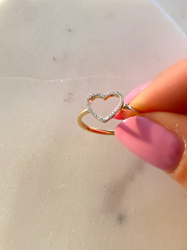 Open Heart Round Cut Diamond Ring Gift for Women