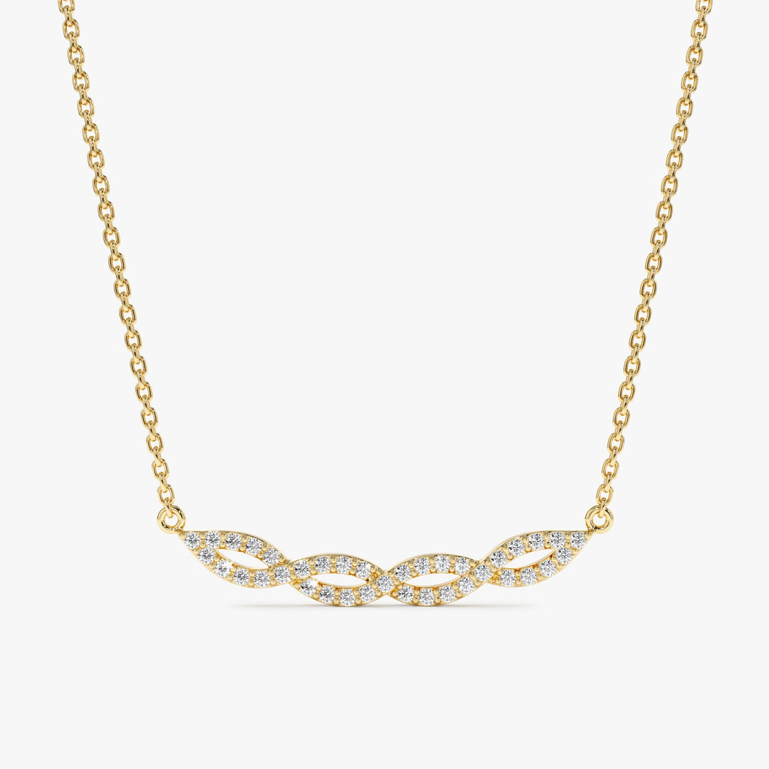 Swirl Diamond 14k Solid Gold Infinity Necklace for Her