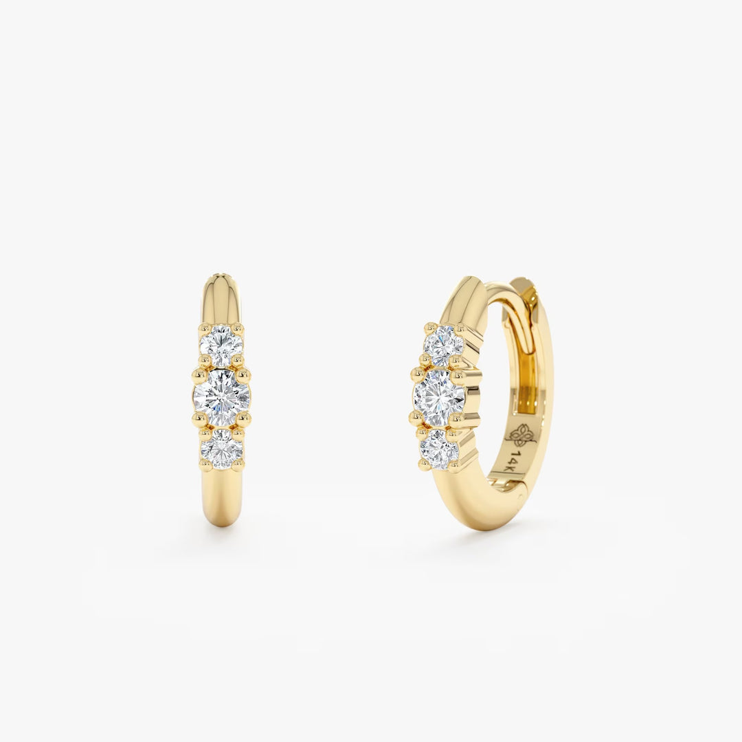 Round Brilliant Cut Diamond Hoop Earrings for Women