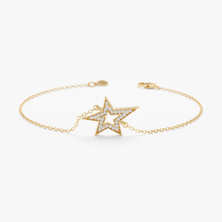 Round Cut Diamond Shining Star Bracelet for Women