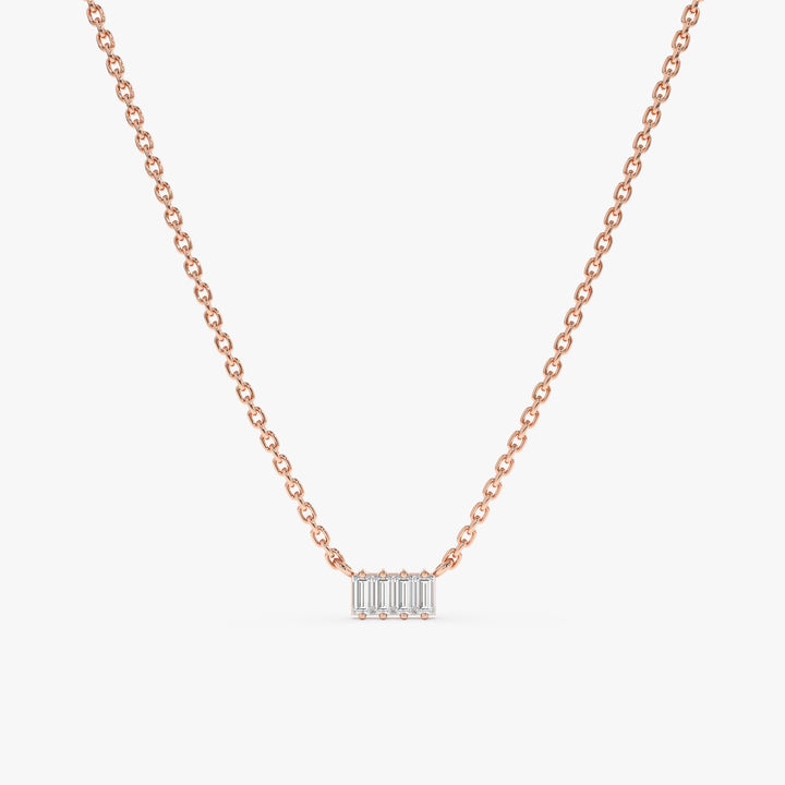 Baguette Cut Four Stone Diamond Necklace for Women