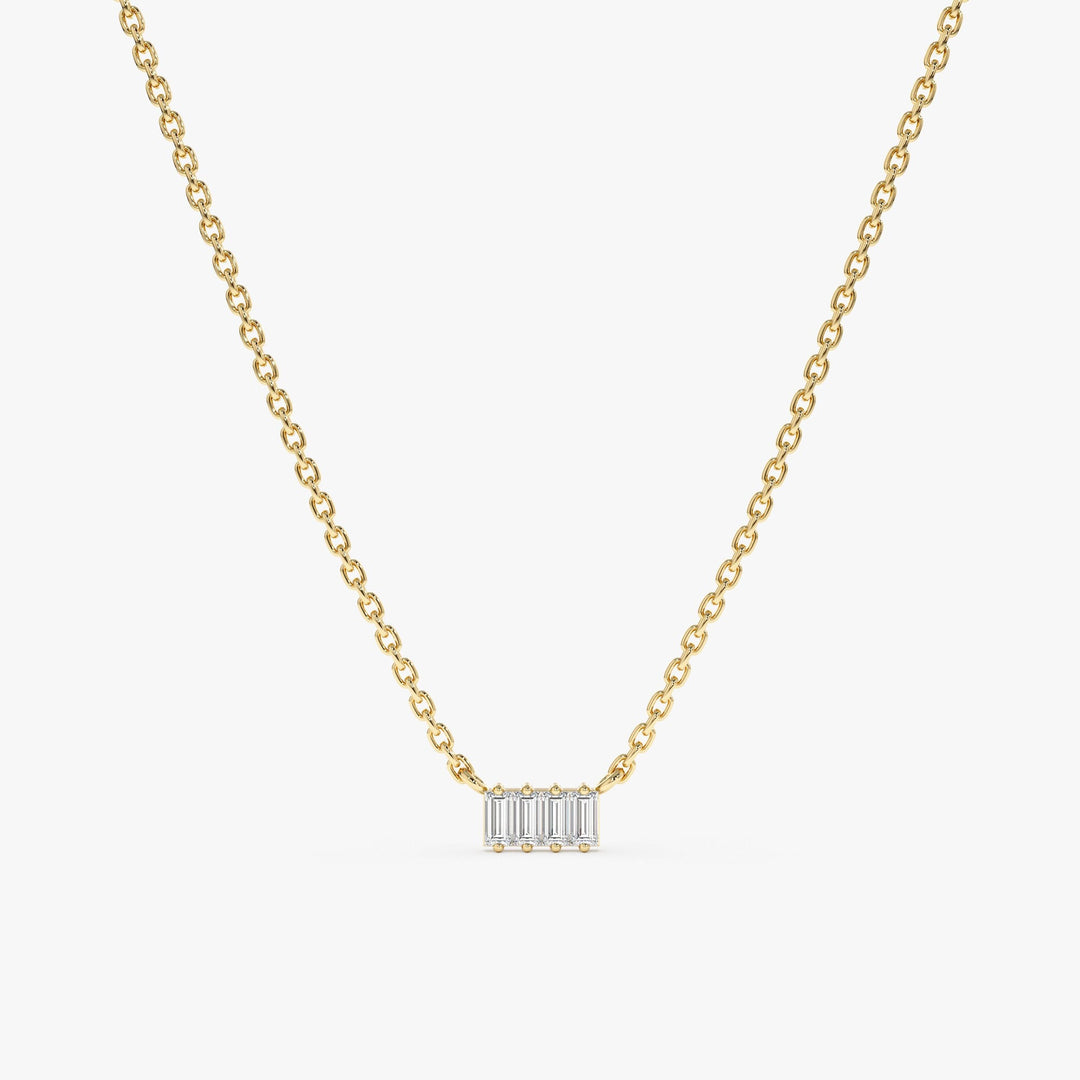 Baguette Cut Four Stone Diamond Necklace for Women