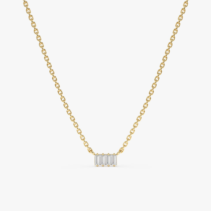 Baguette Cut Four Stone Diamond Necklace for Women