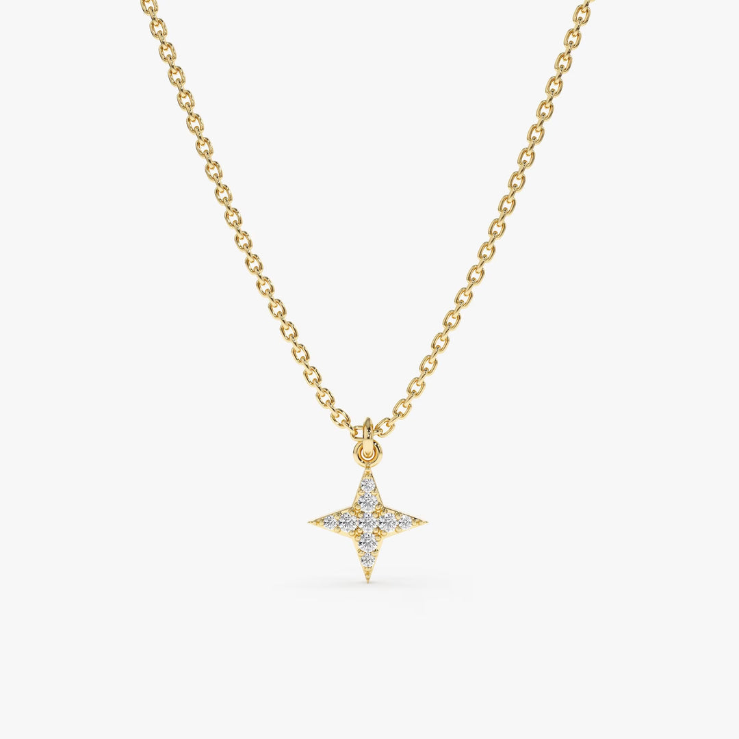 Round Cut Diamond North Star Necklace for Women