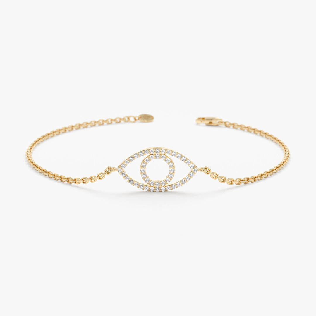 Round Cut Diamond Evil Eye Bracelet for Her Gift