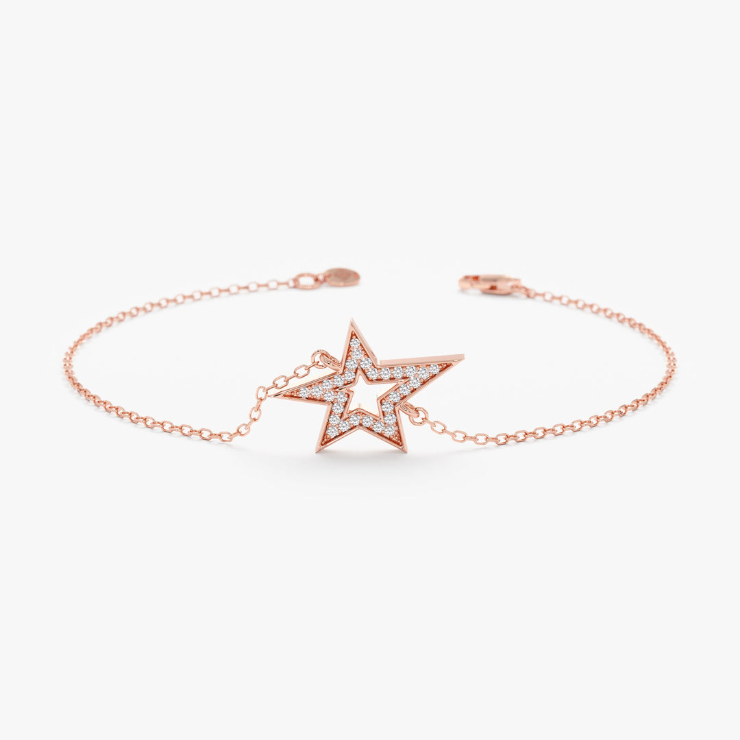 Round Cut Diamond Shining Star Bracelet for Women