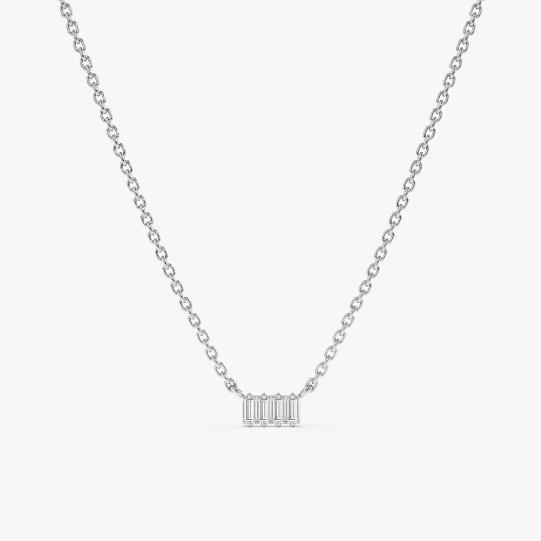 Baguette Cut Four Stone Diamond Necklace for Women