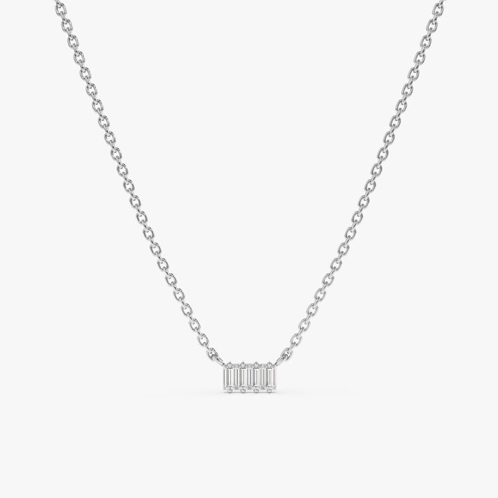 Baguette Cut Four Stone Diamond Necklace for Women