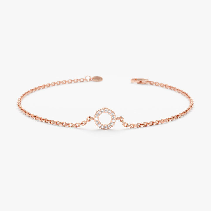 Dainty Circle Diamond Bracelet for Her in Solid Gold