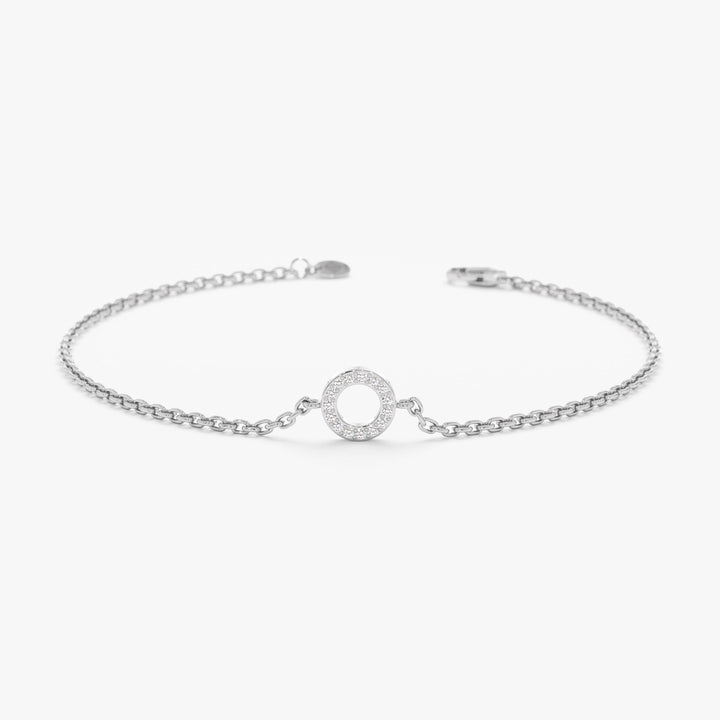 Dainty Circle Diamond Bracelet for Her in Solid Gold