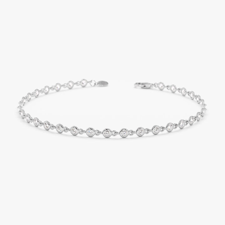 Round Cut Diamond Bezel Set Tennis Bracelet For Her