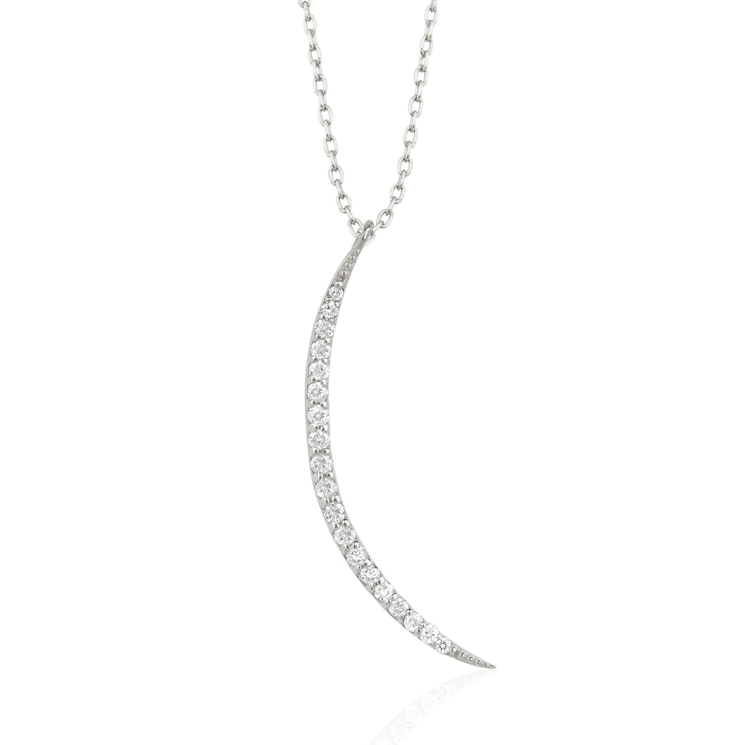 Crescent Moon Moissanite Diamond Necklace for Women
