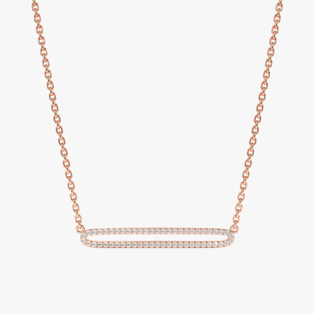 Round Cut Diamond Rectangle Shape Necklace for Her